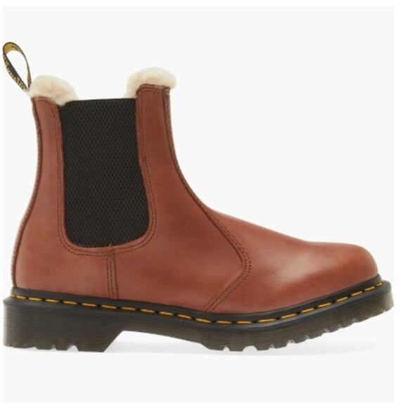 Dr. Martens 2976 Faux Shearling Chelsea Boot Saddle Tan New - Picture 1 of 4